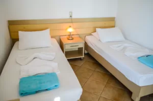 a made bed in a bedroom